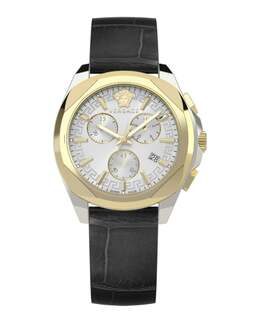 Часы Medusa Chrono из кожи Versace, цвет black/two tone/silver 7256972394556 | black/two tone/silver