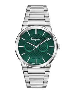 Часы Ferragamo с сапфировым браслетом Salvatore Ferragamo, цвет silver/stainless steel/green 7882961551420 | silver/stainless steel/green