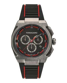 Часы Ferragamo Supreme Chrono из силикона Salvatore Ferragamo, цвет black/gun/black 7863239573564 | black/gun/black