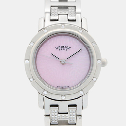 Hermes Clipper CL4.230 Quartz Pink Stainless Steel Women's Wristwatch 24 mm 1232390