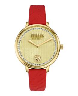 Часы La Villette Crystal Leather Versus Versace, красный/золотой/золотой 7780127998012 | red/gold/gold