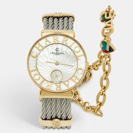 Charriol Mother of Pearl Yellow Gold Tone Stainless Steel Diamonds ST Tropez UAE Special Edition ST30.1 Women's Wristwatch 30 mm 1200896