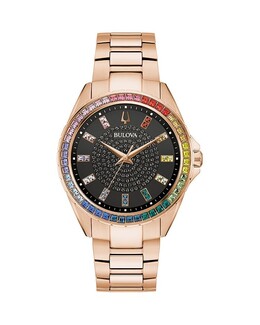 Часы Bulova Crystal Phantom, 40 мм, черный 4874638 | black/rose gold