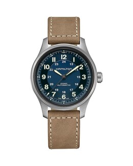 Полевые часы Hamilton цвета хаки, 42 мм, синий 5326381 | blue/brown