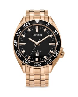 Роскошные часы Citizen Eco Sport с браслетом из нержавеющей стали, 42 мм, черный 4698355 | black/rose gold