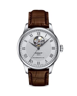 Часы Tissot Le Locle Powermatic 80 Open Heart, 39 мм, серебряный 4515772 | silver/brown