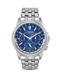 Часы Citizen с календарем, 44 мм, серебряный 2805121 | blue/silver