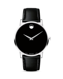 Часы Museum Classic с черным кожаным ремешком, 40 мм Movado, цвет Black 3092786 | black