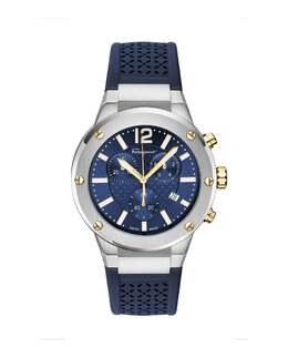 Часы F-80 Chrono из силикона Salvatore Ferragamo, цвет black/stainless steel/blue 7875830775868 | black/stainless steel/blue