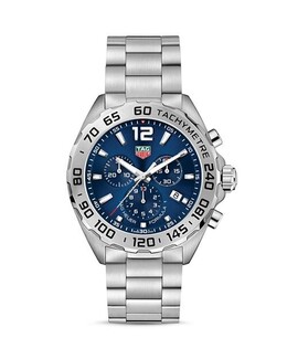 Мужской кварцевый хронограф Formula 1 из синей стали, 43 мм Tag Heuer, цвет Silver 2947656 | blue/silver
