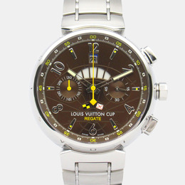 Louis Vuitton Tambour Q1021 Automatic Brown Stainless Steel Women's Wristwatch 43.5 mm 1226457
