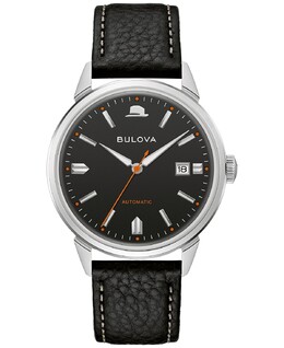 Мужские часы Frank Sinatra Summer Wind с автоматическим черным кожаным ремешком, 40 мм Bulova 13806832 | black