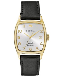 Мужские часы Frank Sinatra с автоматическим черным кожаным ремешком 45x33,5 мм Bulova 11347518 | black