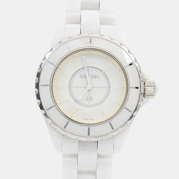 Pre-owned Chanel J12 H3442 34mm Ceramic & Stainless Steel Quartz Watch