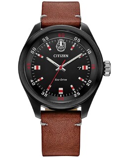 Мужские часы Eco-Drive Star Wars Chewbacca с коричневым кожаным ремешком, 43 мм Citizen 15810176 | brown