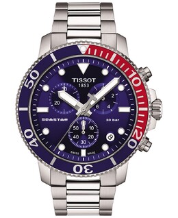 Мужские швейцарские часы с хронографом Seastar 1000 с браслетом из нержавеющей стали, 46 мм Tissot 13259136 | blue