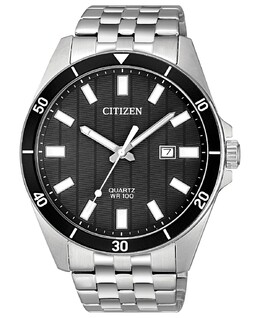 Мужские кварцевые часы-браслет из нержавеющей стали 42 мм Citizen 5923520 | silver-tone
