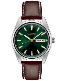 Мужские часы Essentials с коричневым кожаным ремешком, 40 мм Seiko 13059117 | green