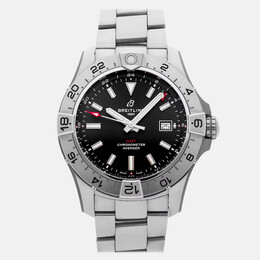 Pre Owned Breitling Avenger GMT A32320101B1A1 Black Dial Auto Movement Stainless Steel Case Men Watch Chronograph