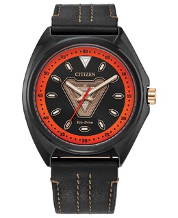 Мужские часы Eco-Drive Marvel Tony Stark с черным кожаным ремешком, 43 мм Citizen 16486890 | black