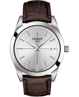 Мужские швейцарские часы Gentleman с коричневым кожаным ремешком, 40 мм Tissot 11272974 | silver