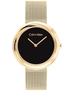 Золотистые часы-браслет с сеткой 34 мм Calvin Klein, золотой 13756212 | gold