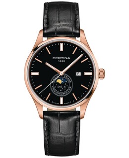 Мужские швейцарские часы DS-8 Moon Phase с черным кожаным ремешком, 41 мм Certina 16224981 | black