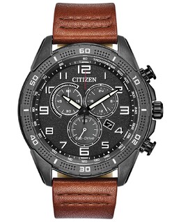 Мужские часы Drive From Citizen Eco-Drive LTR с коричневым кожаным ремешком, 45 мм 7812247 | brown