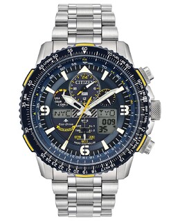 Мужские аналогово-цифровые часы Eco-Drive Promaster Blue Angels Skyhawk A-T с браслетом из нержавеющей стали, 46 мм Citizen 6820254 | silver