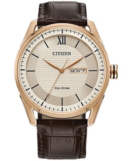 Мужские часы Eco-Drive 42 мм с коричневым кожаным ремешком Citizen 13777848 | brown