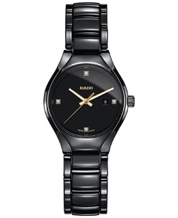 Женские часы-браслет из высокотехнологичной керамики Swiss True Diamond Accent, черный цвет, 30 мм, R27059712 Rado 2303466 | no color