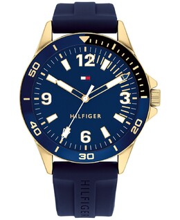 Мужские часы с синим силиконовым ремешком 44 мм Tommy Hilfiger 11945946 | blue