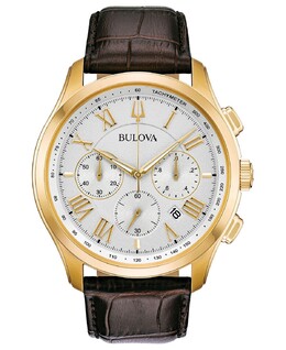 Мужские часы с хронографом Wilton на коричневом кожаном ремешке 46,5 мм Bulova 5407011 | no color