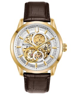Мужские автоматические часы Sutton с коричневым кожаным ремешком, 43 мм Bulova 6272126 | brown