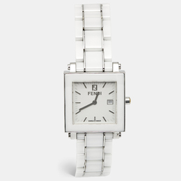Fendi Quadro 6200G White Ceramic Enamel Stainless Steel Unisex Wristwatch