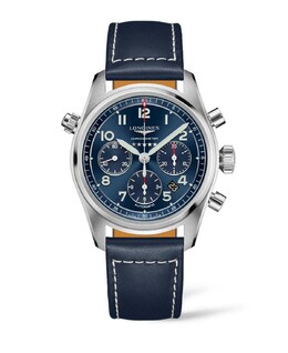Мужские автоматические часы Spirit из нержавеющей стали с хронометром и коричневым кожаным ремешком, 42 мм Longines 11062102 | blue