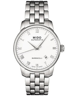 Мужские швейцарские автоматические часы Baroncelli с браслетом из нержавеющей стали 38 мм Mido 16589498 | white
