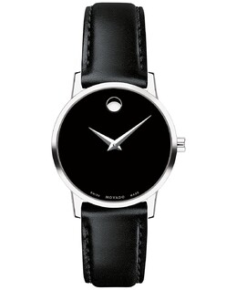 Женские часы Swiss Museum с классическим черным кожаным ремешком, 28 мм Movado 6273058 | black/silver black