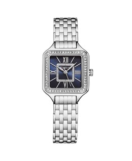 Женские часы Symphony, серебристая нержавеющая сталь, синий циферблат, квадратный размер 36 мм Stuhrling 16137037 | silver-tone