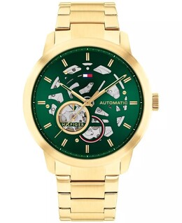 Мужские автоматические часы с золотистым браслетом из нержавеющей стали, 43 мм Tommy Hilfiger, золото 19678509 | gold