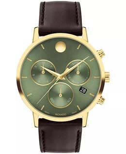 Мужские музейные классические швейцарские кварцевые часы с хронографом, коричневые кожаные часы, 42 мм Movado, коричневый 19356652 | brown