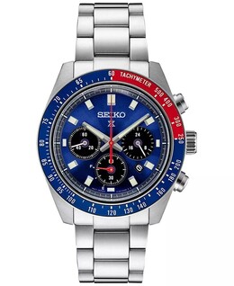 Мужские часы-хронограф Solar Prospex Speedtimer с браслетом из нержавеющей стали, 42 мм Seiko, серебро 18544013 | silver