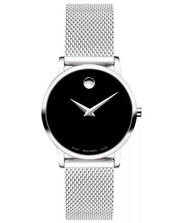 Женские швейцарские музейные классические часы из нержавеющей стали с сетчатым браслетом, 28 мм Movado, черный 6190565 | black