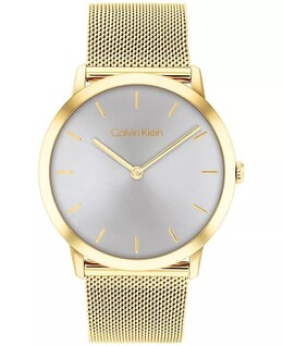 Женские исключительные золотистые часы с сетчатым браслетом из нержавеющей стали, 37 мм Calvin Klein, желтый 17563698 | gold