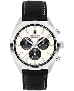 Мужские часы Datron Swiss Quartz Chrono, черные кожаные часы, 41 мм Movado, черный 19356706 | black