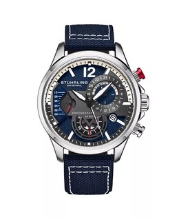 Мужские японские кварцевые хронографы, модель 4029, часы с кожаным ремешком Stuhrling, синий 17600986 | blue