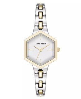 Женские кварцевые миниатюрные шестиугольные двухцветные часы-браслет из сплава металла, 21 мм Anne Klein, мультиколор 19237862 | silver-tone/gold-tone