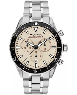 Мужские часы Calendoplan S Swiss Quartz Chrono из нержавеющей стали серебристого цвета, 42 мм Movado, серебро 17708004 | silver-tone