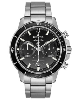 Мужские часы-хронограф Marine Star с браслетом из нержавеющей стали, 45 мм Bulova 4819939 | silver