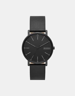Мужские фирменные часы Skagen с тремя стрелками, из черной нержавеющей стали — ЧЕРНЫЕ 141945725 | black